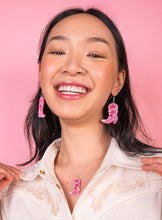 Load image into Gallery viewer, Pink Cowgirl Necklace &amp; Earrings
