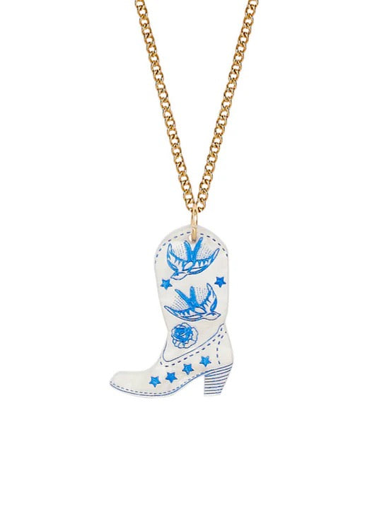 Blue Cowgirl Necklace & Earrings
