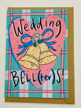 Load image into Gallery viewer, Wedding card with heart, bells, and plaid pattern
