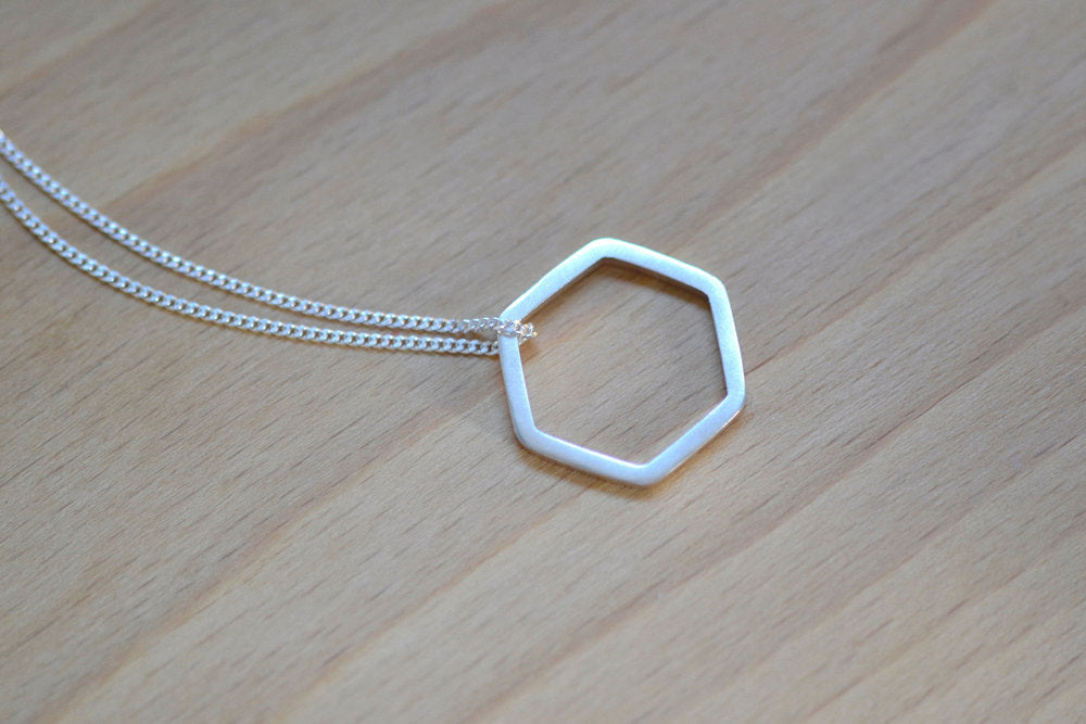 Silver Hexagon Necklace